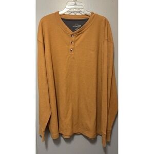 Mens Wrangler Authentics Long Sleeve Henley Thermal Shirt Size XL Gold